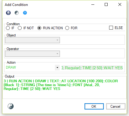 Draw Add Action Dialog